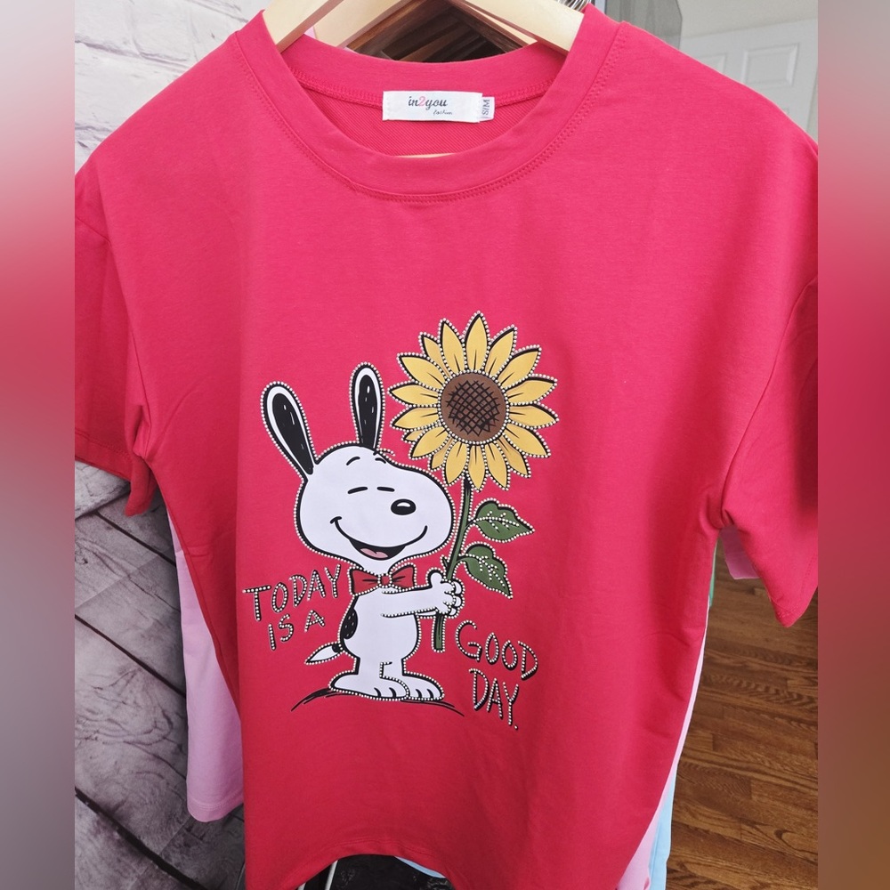 Women's Oversize Short-Sleeve T-Shirts – 100% Cotton Peanuts Snoopy